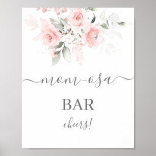 Poster Sinal de Bar Mimosa Floral Rosa Blush