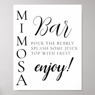 Poster Sinal de Bar Mimosa Mínimo de Script de Texto