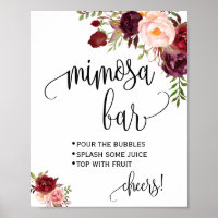 Sinal de bar Mimosa para chá de noiva de casamento