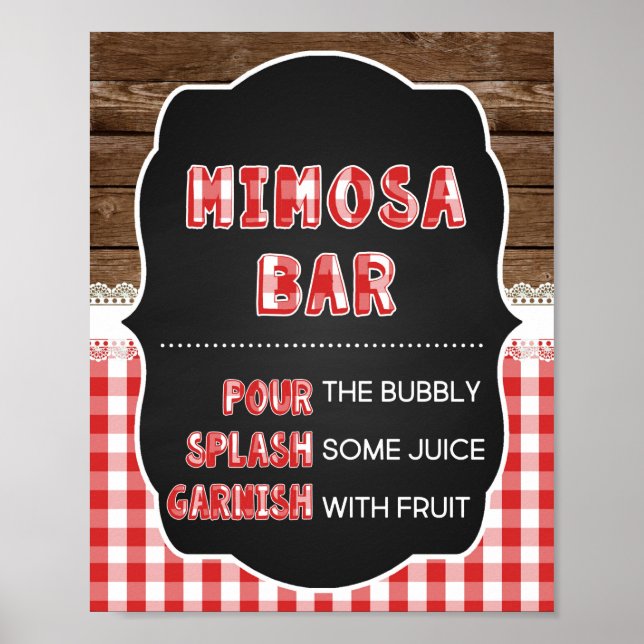 Poster Sinal de Bar Mimosa - Red Baby Q (Frente)
