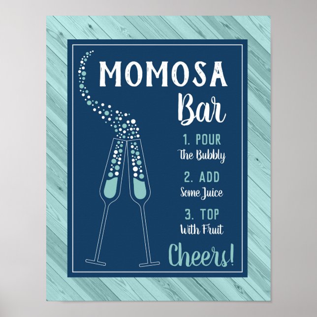 Poster Sinal de Bar Momosa, Azul e Aqua (Frente)