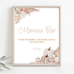 Poster Sinal de Bar Momosa Chá de fraldas de Boho Pumpkin
