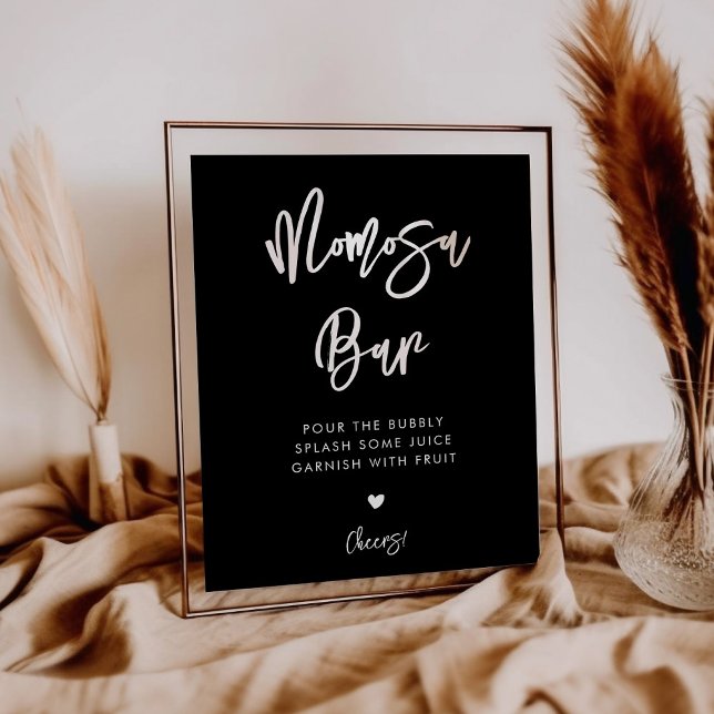 Poster Sinal de bar Momosa negro contemporâneo (Criador carregado)