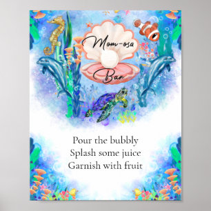 Poster Sinal de Bar Momosa para Animais do Mar Oceano