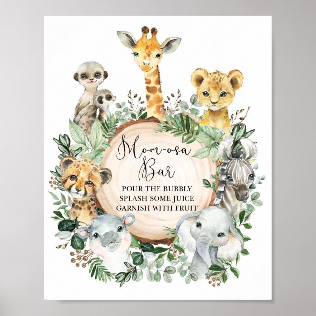 Poster Sinal de Bar Momosa - Selva Russa Safari Animais M (Frente)