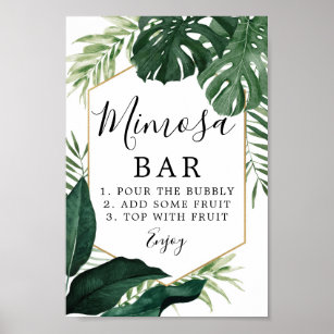 Poster Sinal de Bar Monstera Mimosa Tropical