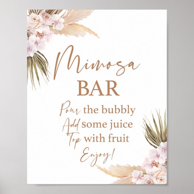 Poster Sinal de Bar Pampas Grass Mimosa (Frente)