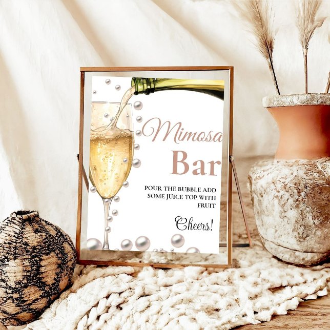 Poster Sinal de Bar Pearls & Prosecco Bachelorette Mimosa (Criador carregado)