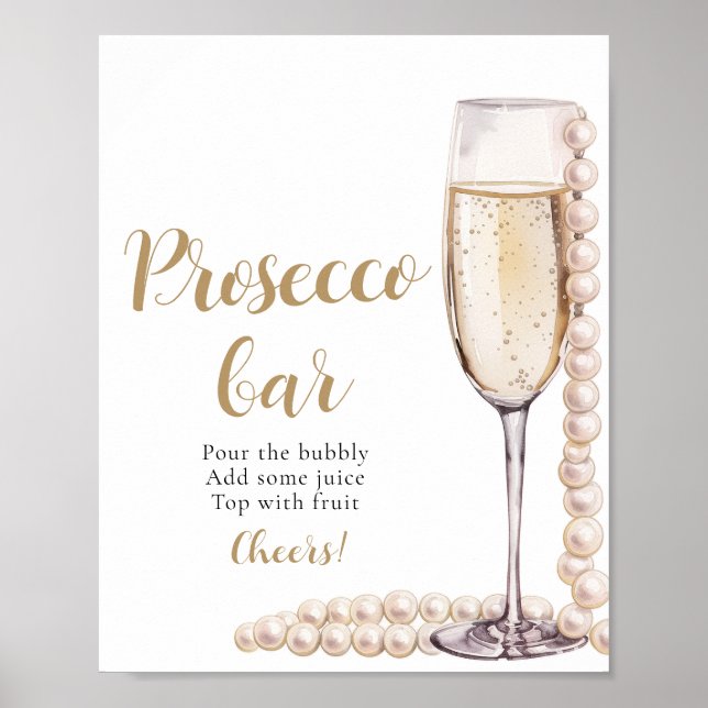Poster Sinal de Bar Prosecco e Champagne (Frente)