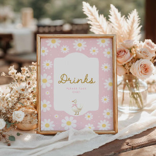 Poster Sinal de Bar Rosa Bobo e Daisy Drink
