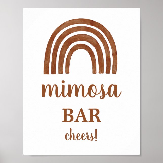 Poster Sinal de Bar Terracotta Boho Rainbow Mimosa (Frente)