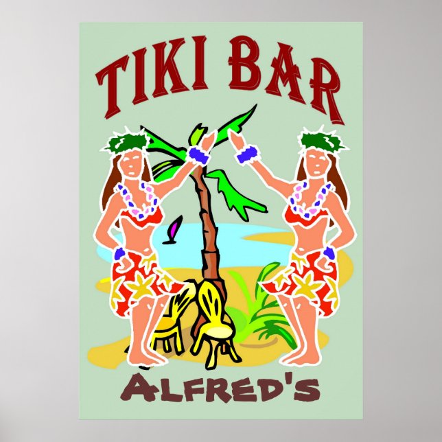 Poster Sinal de Bar Tiki (Frente)