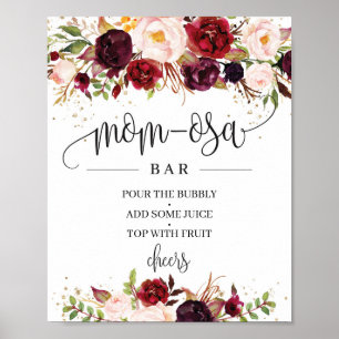 Poster Sinal de bar Trendy marsala burgundy boho-ma-osa