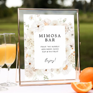 Poster Sinal de Bar White Floral Mimosa