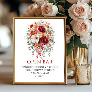 Poster Sinal de barra aberta floral de outono Rich Marsal