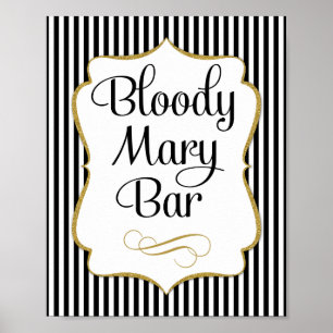 Pôster Sinal de Barra Bloody Mary Preto Dourado