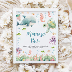 Poster Sinal de barra da Momosa para chá de bebê no ocean
