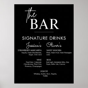 Poster Sinal de barra de bebida de assinatura de casament