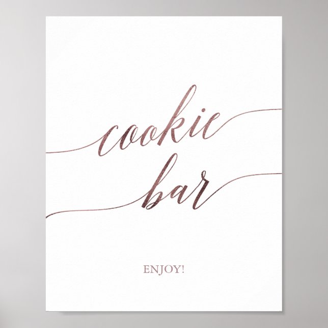 Poster Sinal de Barra de Biscoito de Caligrafia em Rosa D (Frente)