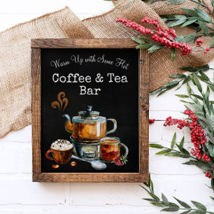 Poster Sinal de Barra de Café Quente e Chá