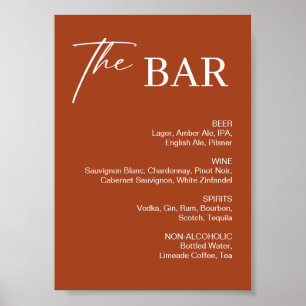 Poster Sinal de Barra de Casamento Boho Terracota