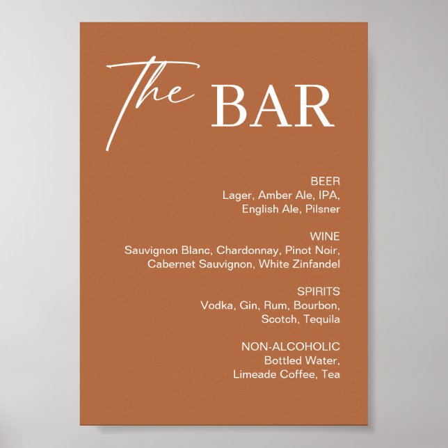 Poster Sinal de Barra de Casamento Laranja Queimada de Ou (Frente)
