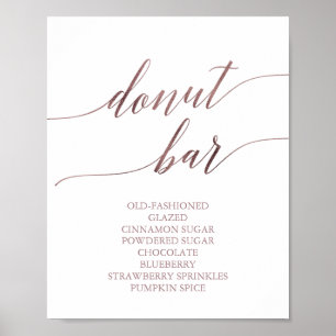 Poster Sinal de barra de donut de caligrafia em rosa dour