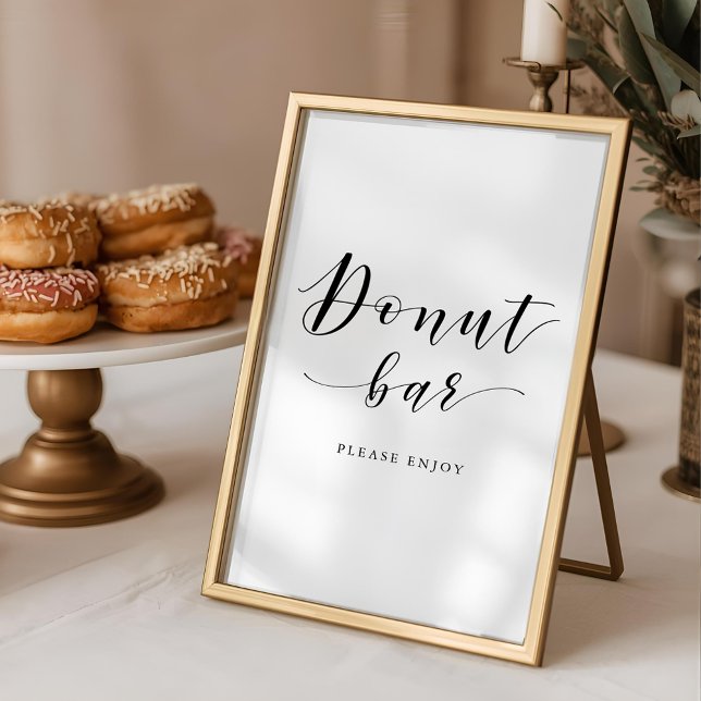 Poster Sinal de Barra de Donut de Casamento com Caligrafi (Criador carregado)