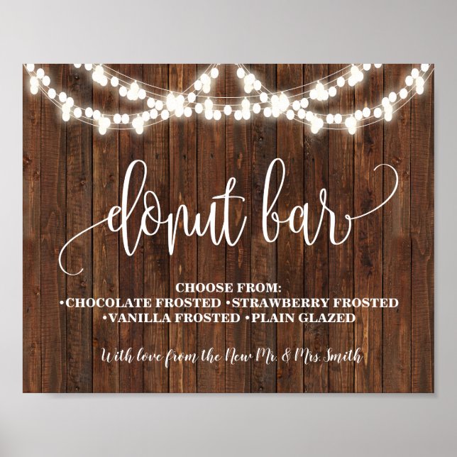 Poster Sinal de barra de Donut para casamento Western Bri (Frente)