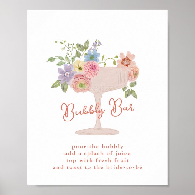 Poster Sinal de barra de espumante para chá de noiva Amor (Frente)