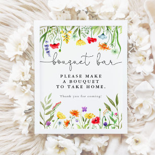 Poster Sinal de barra de flores de buquê de flores silves