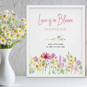 Poster Sinal de Barra de Flores do Amor em Flor da Pradar