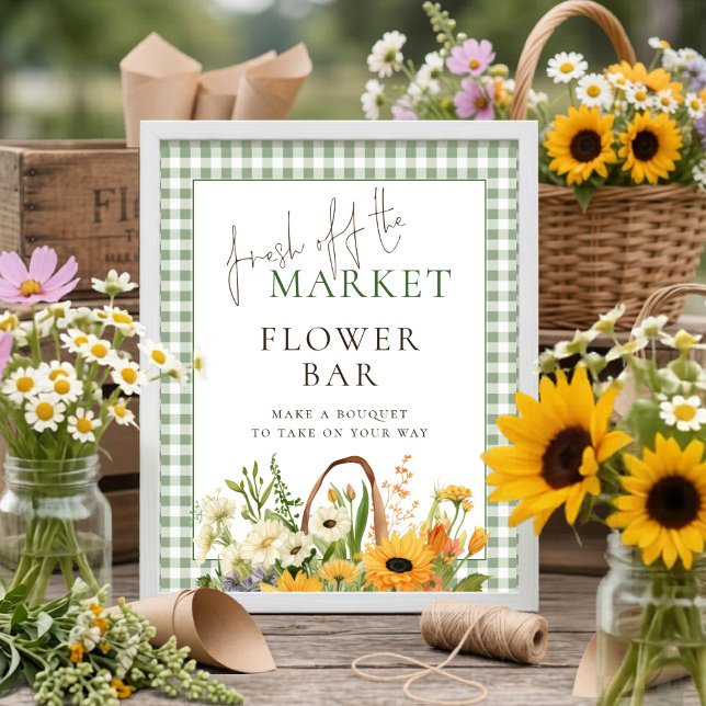 Poster Sinal de Barra de Flores do Mercado Gingham para C (Criador carregado)