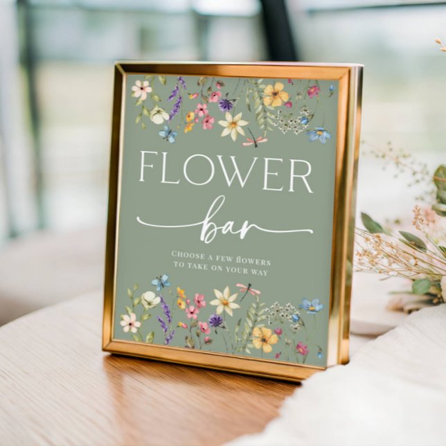Poster Sinal de Barra de Flores para Chá de Noiva com Flo (Criador carregado)