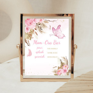 Poster Sinal de barra de Mãe Osa para Chá de Bebê Floral