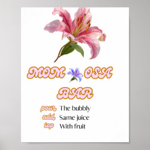 Poster Sinal de barra de mamãe floral rosa imprimível
