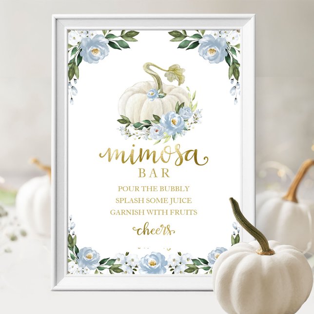 Poster Sinal de barra de Mimosa Azul Dourado para Chá de  (Criador carregado)