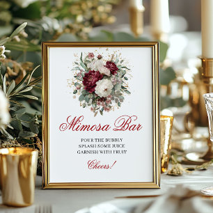Poster Sinal de Barra de Mimosa Boho Premium Floral Blush
