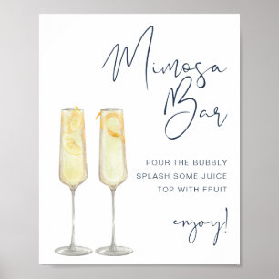 Poster Sinal de barra de Mimosa Bridal moderno azul marin