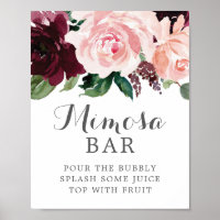 Sinal de Barra de Mimosa Burgundy Blush (Editável)