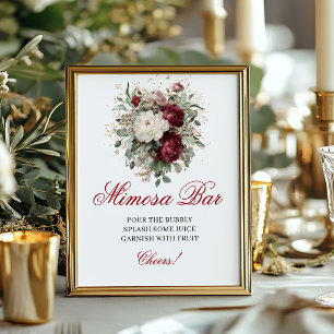 Poster Sinal de barra de Mimosa Burgundy Blush encantador