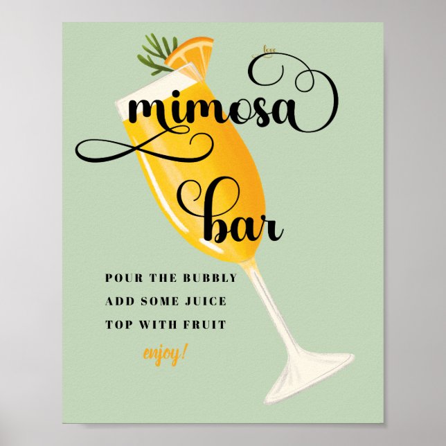 Poster Sinal de barra de Mimosa | Café da manhã de noiva  (Frente)