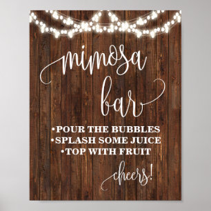 Poster Sinal de Barra de Mimosa Casamento Ocidental Chá d
