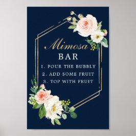 Poster Sinal de barra de Mimosa com blush dourado azul ma