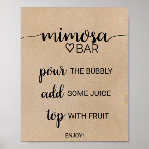 Poster Sinal de Barra de Mimosa com Caligrafia Falsa Kraf