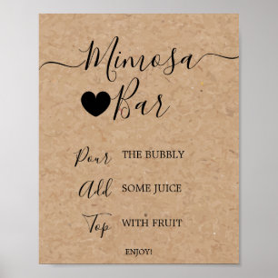 Poster Sinal de Barra de Mimosa com Caligrafia Falsa Kraf