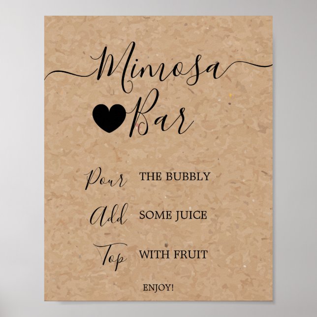 Poster Sinal de Barra de Mimosa com Caligrafia Falsa Kraf (Frente)