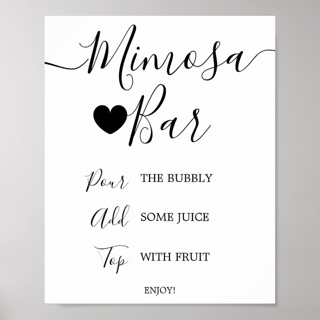 Poster Sinal de Barra de Mimosa com Caligrafia Preta Simp (Frente)