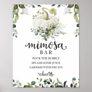 Poster Sinal de barra de Mimosa com folhagem para chá de 