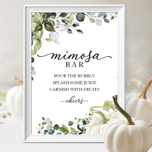 Poster Sinal de barra de Mimosa com folhagem para chá de